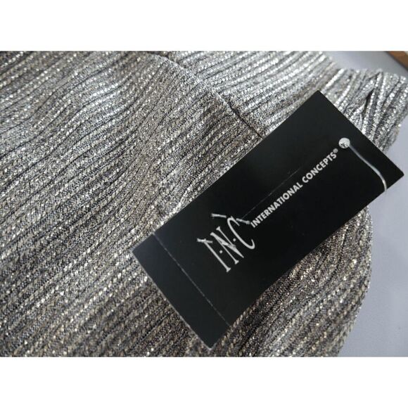 I.N.C. INTERNATIONAL CONCEPTS Women's Metallic Wide Leg High Rise Pull-On Pants - Picture 8 of 9